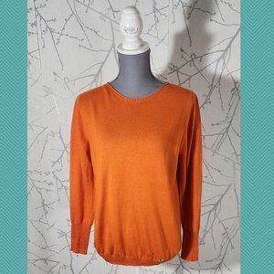 Luisa Spagnoli Orange Virgin Wool Knit Crewneck Sweater